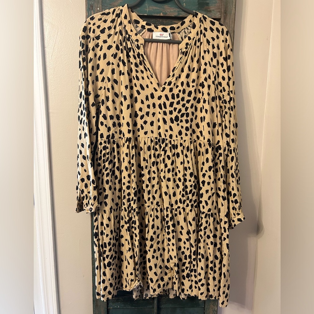 Vineyard vines cheetah smocked waist mini dress
